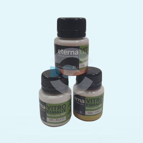 Combo "Metalizados" Oro - Plata - Cobre Vitro Esmalte Eterna 150°