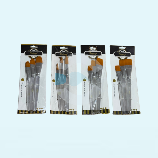 Set de Pinceles Grandes Mango Cristal x 3 (Redonda / Chata / Lengua de Gato / Angular)
