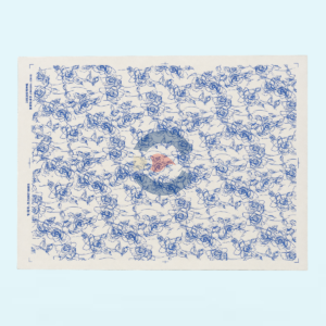 Papel de Transferencia Floral Rosas Boceto Azul 52 x 37 cm